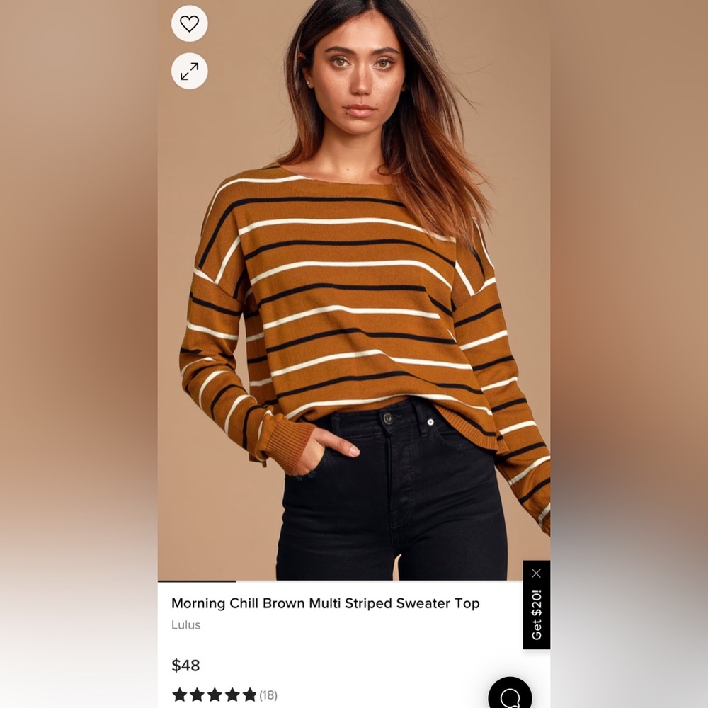 Lulus Morning Chill Brown Multi Striped Sweater Top